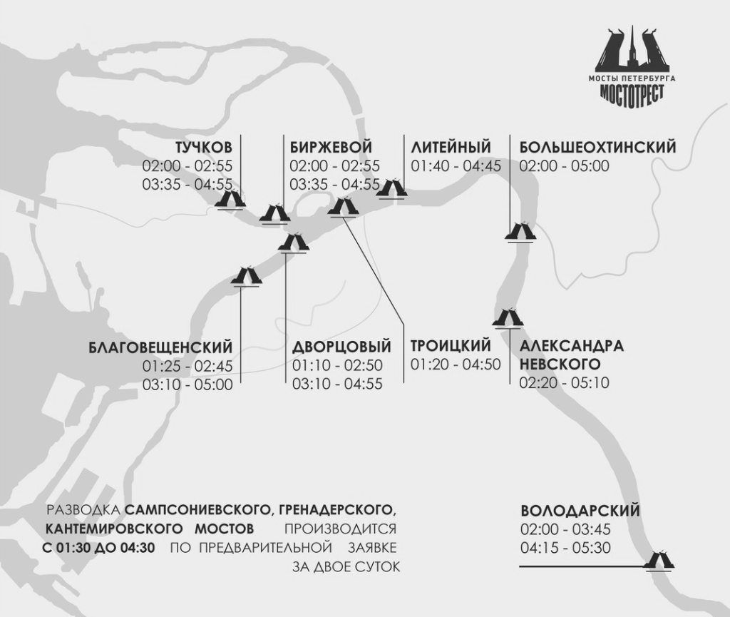 График разводки мостов 2025 График разводки мостов 2025